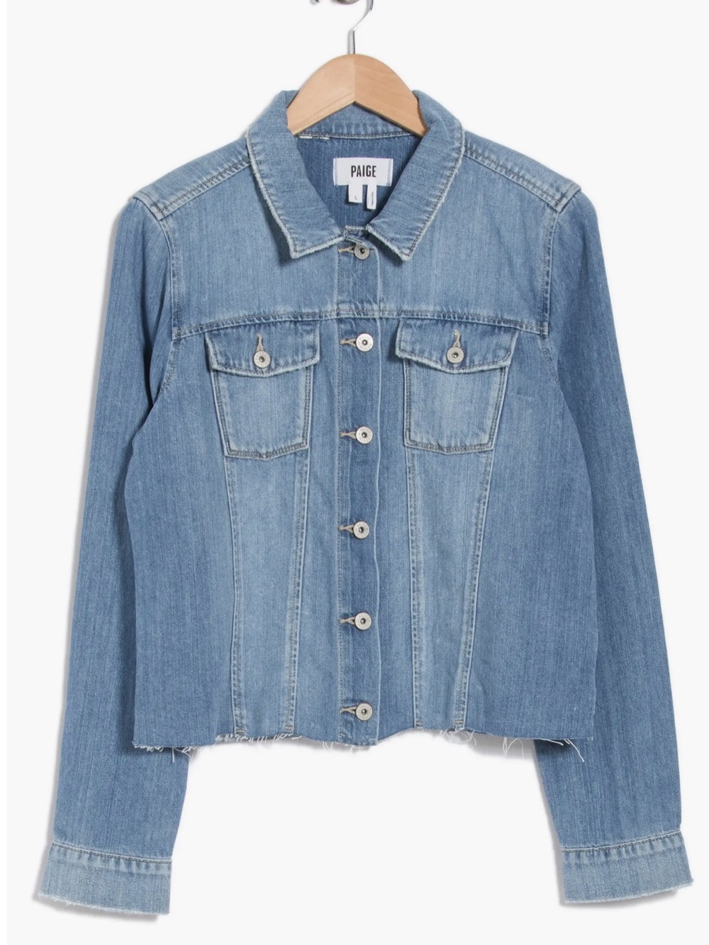 Paige: Aveline Raw Hem Denim Jacket